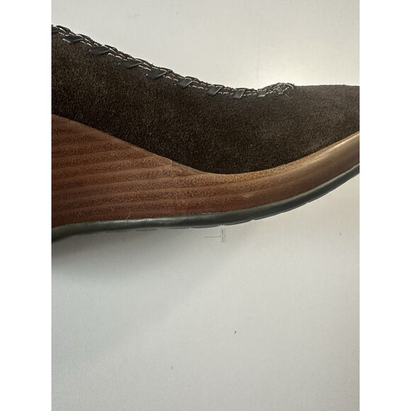 Vintage Rampage Brown Suede Peep Toe Wedge Shoes Size 9 Heels Sandals - Picture 11 of 13